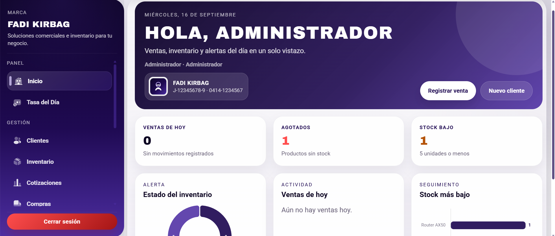Panel de Control en Vivo