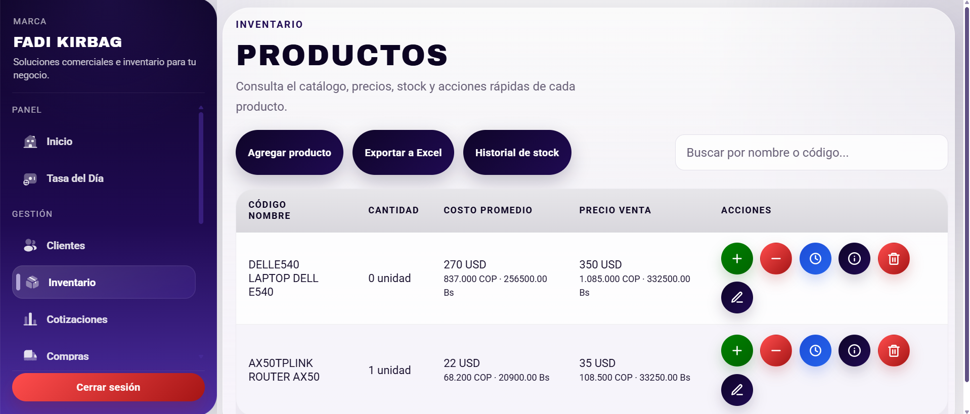Gestión de Inventario